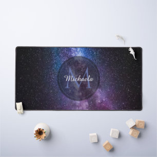 Milky way bright colours personalizable monogram desk mat