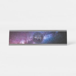 Milky way bright colours personalizable monogram desk name plate