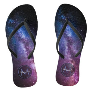 Milky way bright colours personalizable monogram flip flops