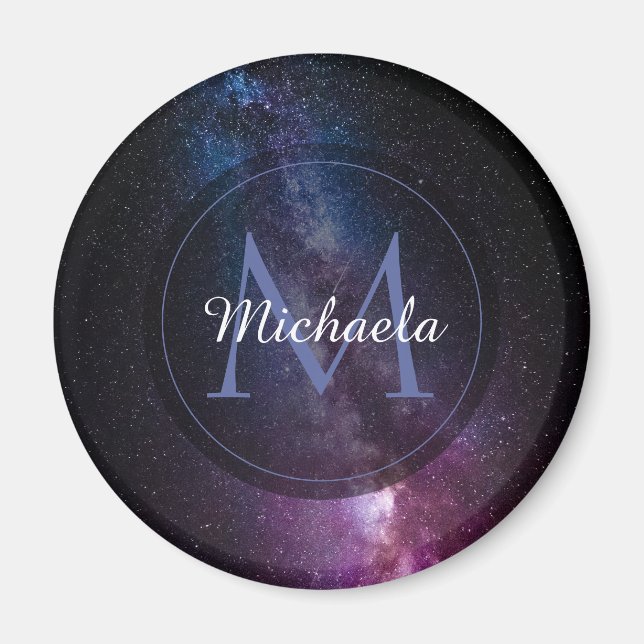 Milky way bright colours personalizable monogram magnet (Front)