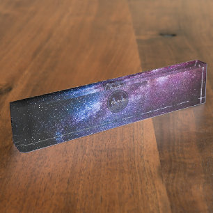 Milky way bright colours personalizable monogram nameplate