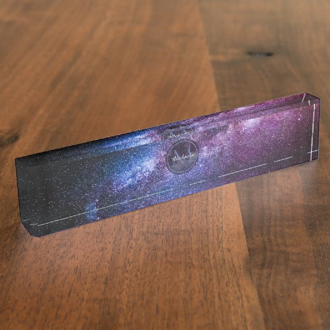 Milky way bright colours personalizable monogram nameplate (Side)