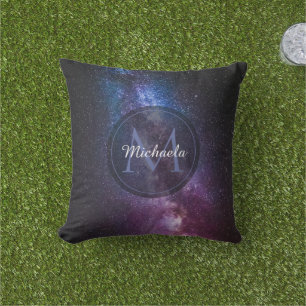 Milky way bright colours personalizable monogram outdoor pillow