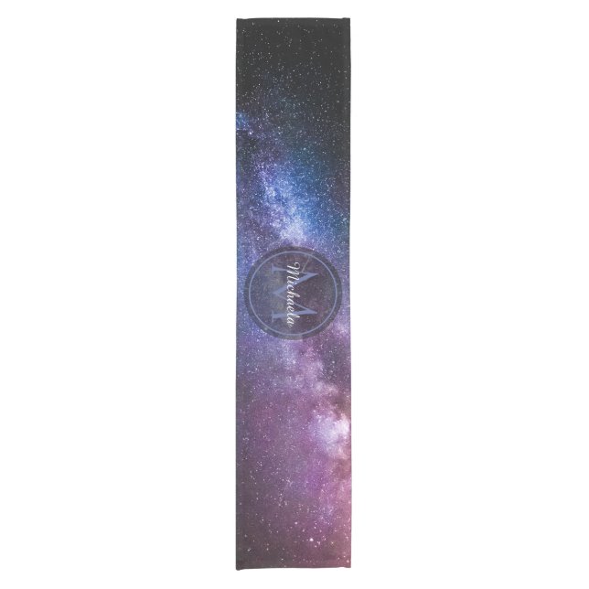 Milky way bright colours personalizable monogram short table runner (Front)
