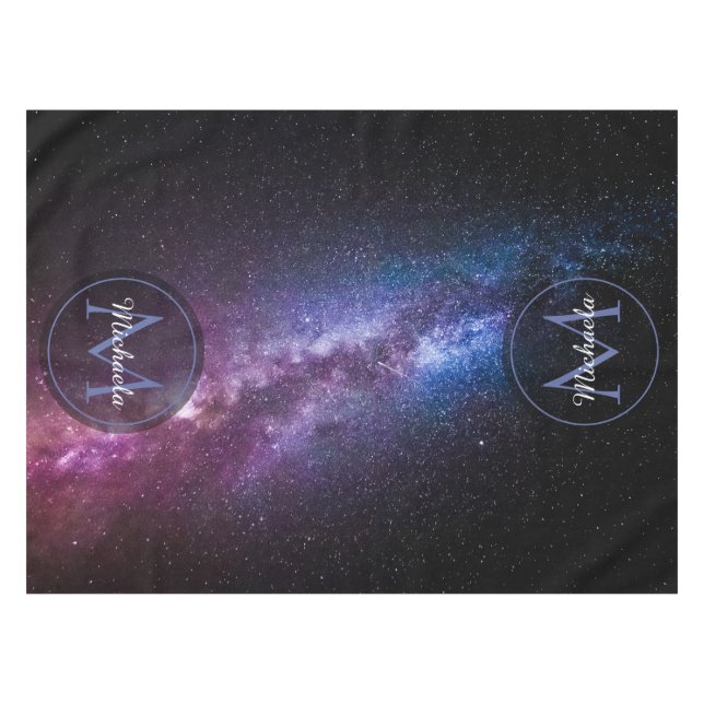 Milky way bright colours personalizable monogram tablecloth (Front (Horizontal))