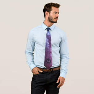 Milky way bright colours personalizable monogram tie