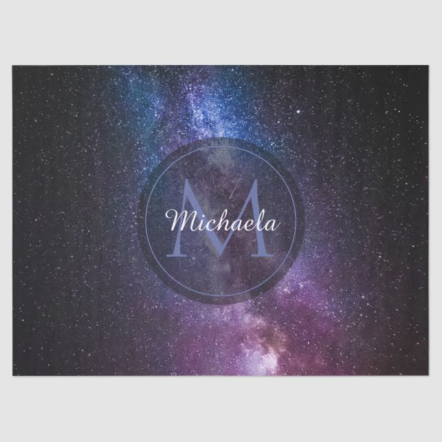 Milky way bright colours personalizable monogram tissue paper (Front)