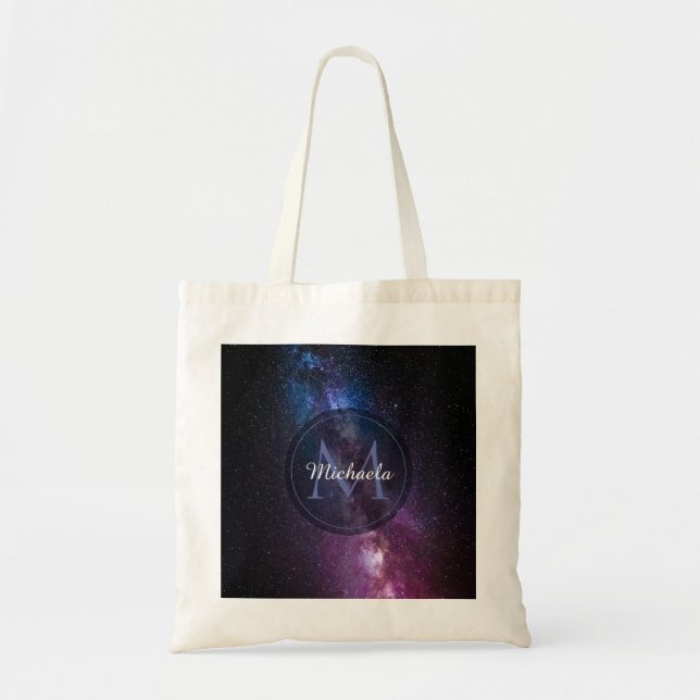 Milky way bright colours personalizable monogram tote bag (Front)