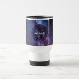 Milky way bright colours personalizable monogram travel mug