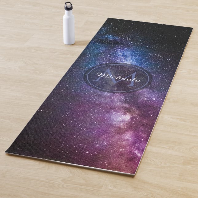 Milky way bright colours personalizable monogram yoga mat (In Situ)