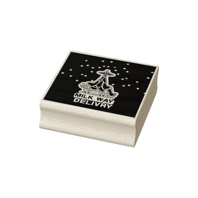 Milky Way Delivery Funny Cow UFO Space Abduction Rubber Stamp (Stamp)