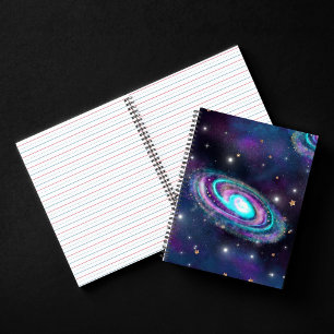 Milky Way Galaxy   Cosmic Blue Purple Pink Glow Notebook