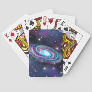 Milky Way Galaxy   Cosmic Blue Purple Pink Glow Playing Cards