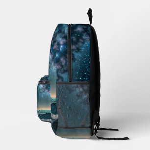 Milky Way Galaxy Over Desert Mountains Printed Backpack