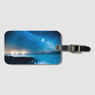 Milky Way Galaxy Over Fishing Boats Luggage Tag