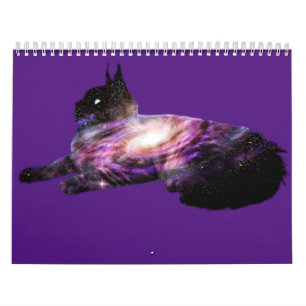 Milky Way Galaxy Space Cat  Calendar