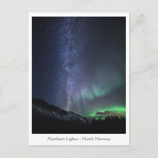 Milky Way Northern Lights Postcard (Front)