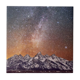 Milky Way over Grand Teton Tile