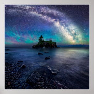Milky Way over Hollow Rock Poster