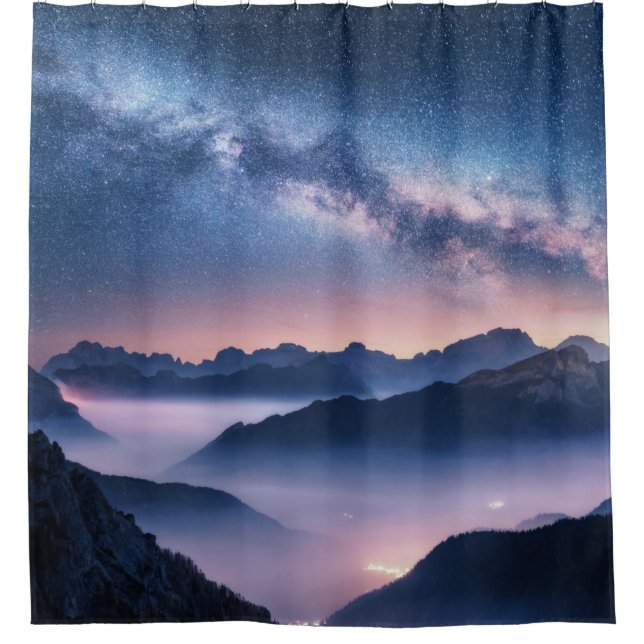 Milky Way over mountains in fog at night in summer (Front)