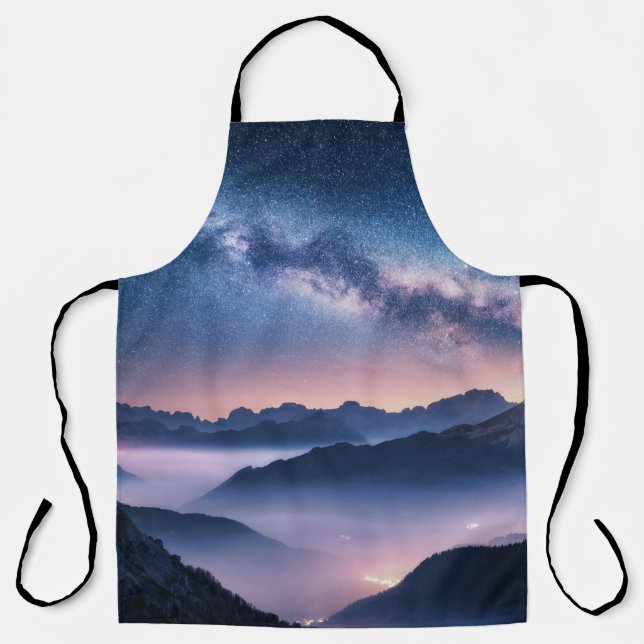 Milky Way over mountains in fog at night in summer Apron (Front)