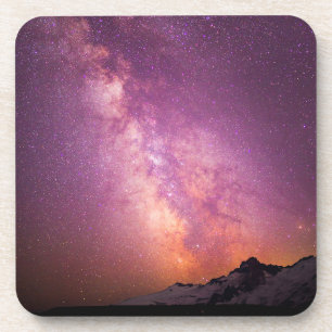Milky Way Over the Shoulder of Mt. Rainier Coaster