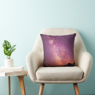 Milky Way Over the Shoulder of Mt. Rainier Throw Pillow