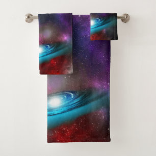 Milky Way Starfield with Multicolored Cosmic Dust Bath Towel Set