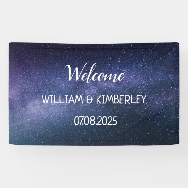 Milky Way Stars Sky Galaxy Elegant Wedding  Banner (Horizontal)
