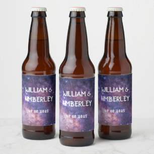 Milky Way Stars Sky Galaxy Elegant Wedding  Beer Bottle Label