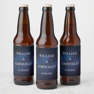 Milky Way Stars Sky Galaxy Elegant Wedding Beer Bottle Label