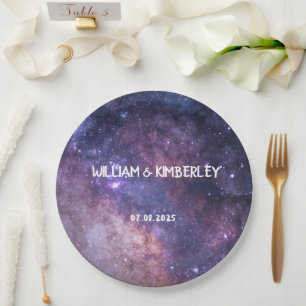 Milky Way Stars Sky Galaxy Elegant Wedding Paper Plate
