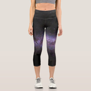 Milky way with trees silhouette capri leggings