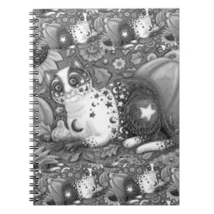 MILKYWAY, A MYSTICAL HALLOWEEN CAT, MOON & STARS NOTEBOOK