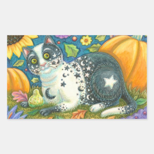 MILKYWAY HALLOWEEN MYSTICAL CAT STICKERS Rectangle (Front)
