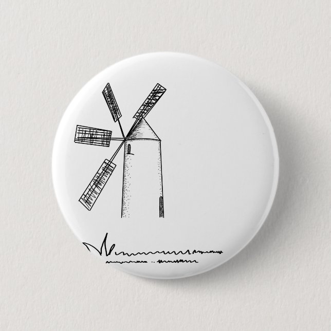 mill on white background 2 inch round button (Front)