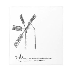 mill on white background notepad