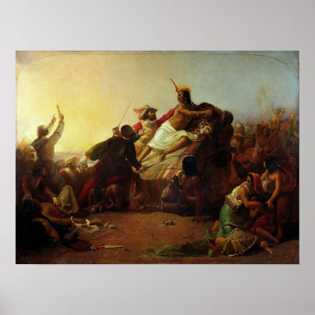 Millais - Pizarro Seizing The Inca Of Peru Poster (Front)
