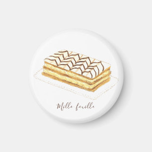 Mille-feuille pastry watercolor magnet