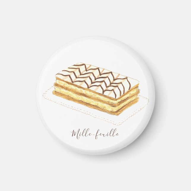 Mille-feuille pastry watercolor magnet (Front)