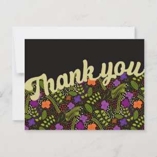 Millefleur Stylized Flowers Bold Tones Thank You Postcard