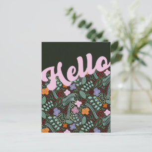Millefleur Stylized Flowers Hello Thinking of You Postcard
