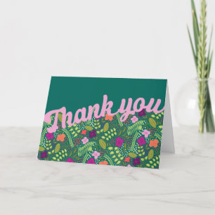 Millefleur Stylized Flowers Jewel Tones Thank You Card