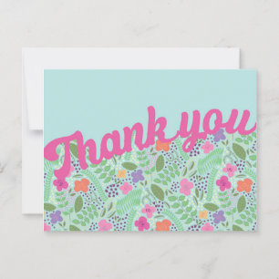 Millefleur Stylized Flowers Pastels Thank You Postcard