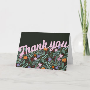 Millefleur Stylized Flowers Warm Tones Thank You Card