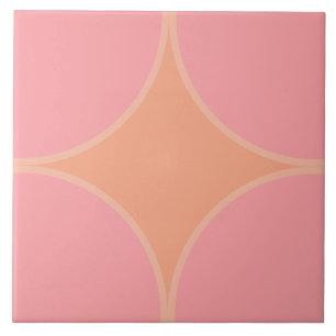 Millenial pink and apricot peach quarter circle tile