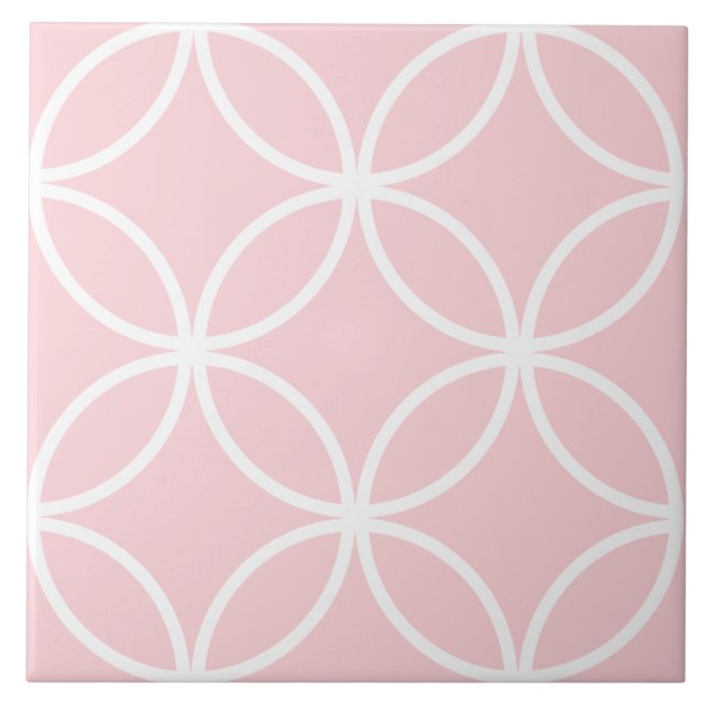 Millenial  pink and white petals circle diamond tile (Front)