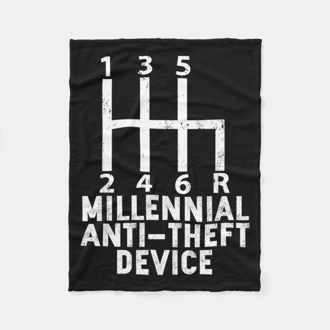 Millennial Anti Theft Device _ Funny Stick Shift  Fleece Blanket (Front)