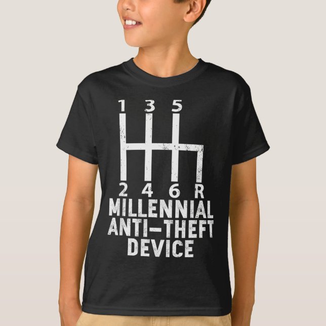 Millennial Anti Theft Device _ Funny Stick Shift  T-Shirt (Front)