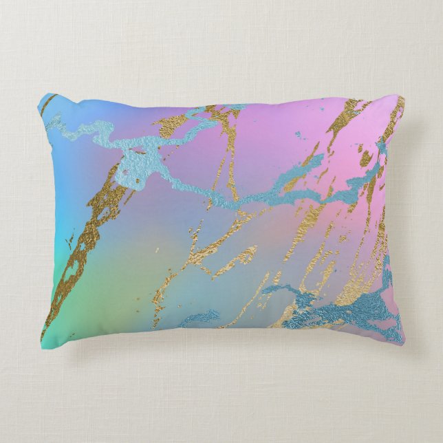 Millennial Marble | Playful Rainbow Pastel Ombre Accent Pillow (Front)